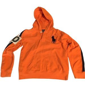 Ralph Lauren Big Pony Orange Cotton Hooded Sweatshirt Sz Large